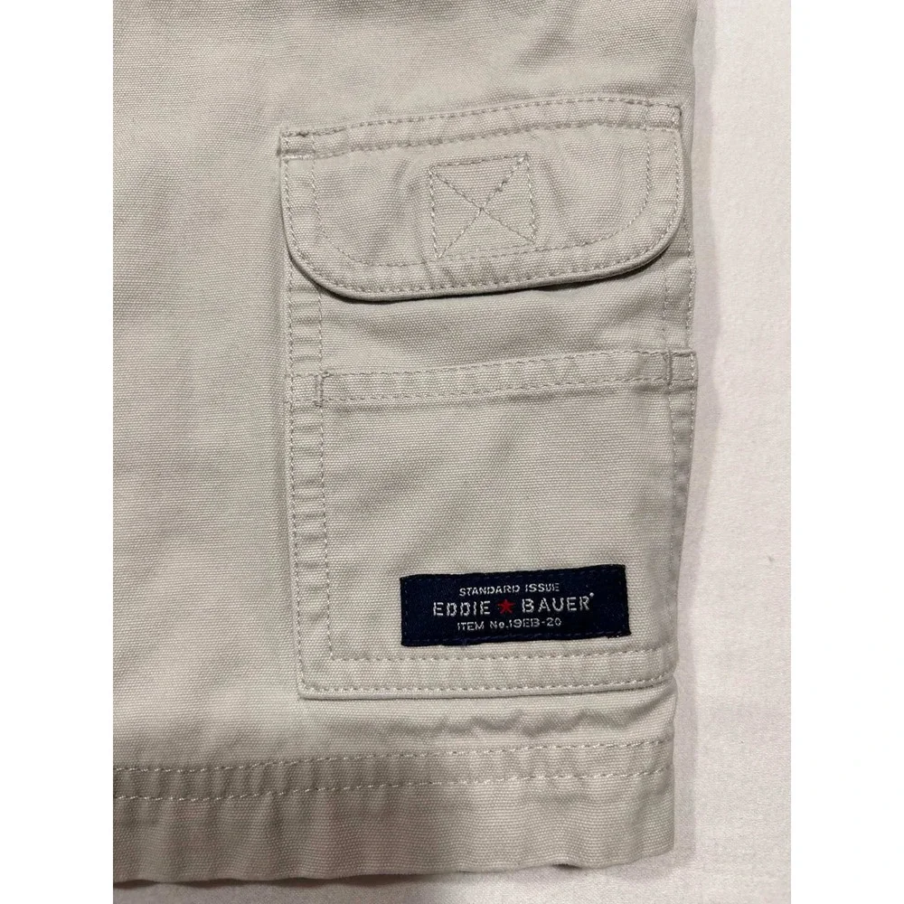 Eddie Bauer Legend Field Shorts Mens 38 Khaki Cotton Canvas Cargo Utility Tan
